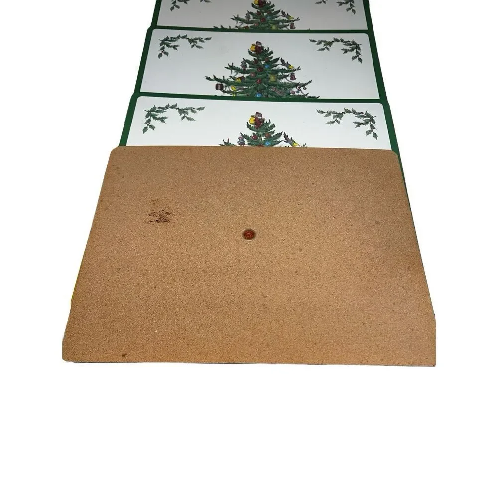 Vintage Spode Pimpernel Hard Cork Christmas Tree Place Mats Set of 4 - Picture 2 of 5